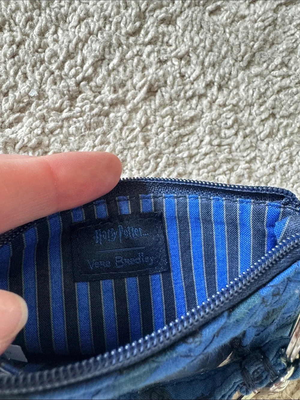 Vera Bradley Blue Quilted ID Lanyard Card Holder